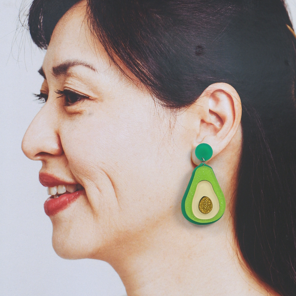 Avocado Laser Cut Acrylic Earrings