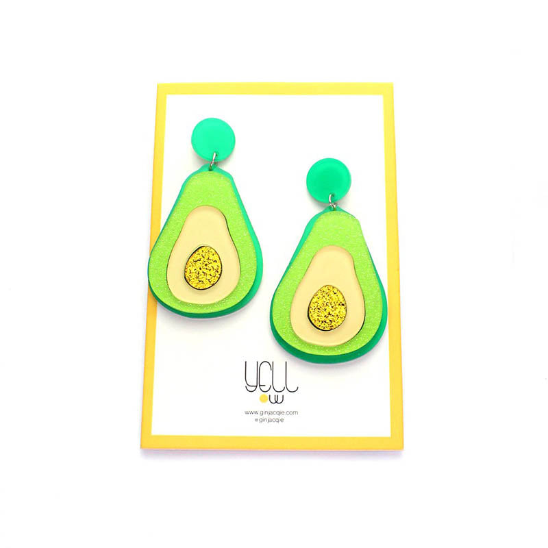 avocado-laser-cut-acrylic-earrings - GIN & JACQIE