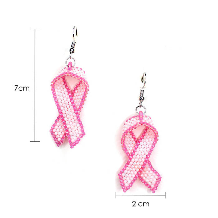 beaded-pink-ribbon-earrings- GIN & JACQIE